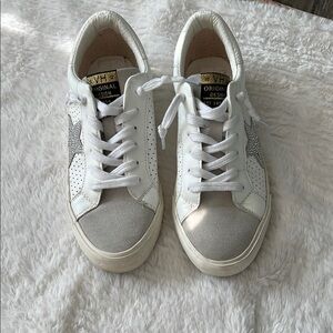 White and Silver Sneakers